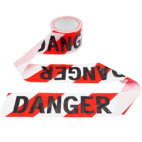 Safety Warning Tape, Red White Premium Barricade Tape, Non Adhesive Tape, 3" x 300 Feet,1 Roll - size: Red & White B-3 Inch