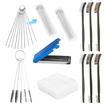 Throttle Body Cleaner Kit, Carburetor Cleaning Kit, Torch Tip & Carb Dirt Remove Cleaner Set - style: 33 Cleaning Wires & 50 Cloth & 5 Fine Brushes & 6 Double-Ended Brushes