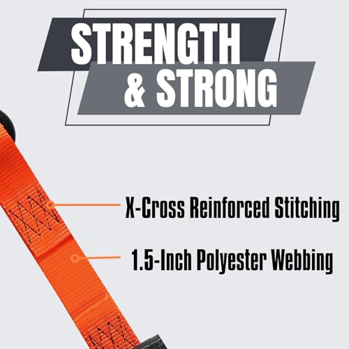 4 Pack 1.5" x12' Ratchet Tie Down Straps, Heavy Duty Motorcycle Tie Down Straps, 4400lbs Break Strength with Coated S Hook and Soft Loops for Trucks, Moving Appliances, Lawn Equipment - color: Orange