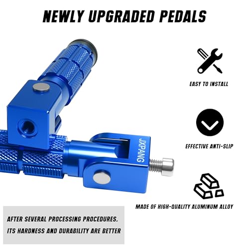 Universal Motorcycle Bicycle Folding Passenger Foot Pegs M8 Rearsets Rear Set Footrests Footpeg Foot Rest Peg Pedals For Bike Install Hole 8mm (A-ZDJT-012-Blue) - color: A-ZDJT-012-Blue