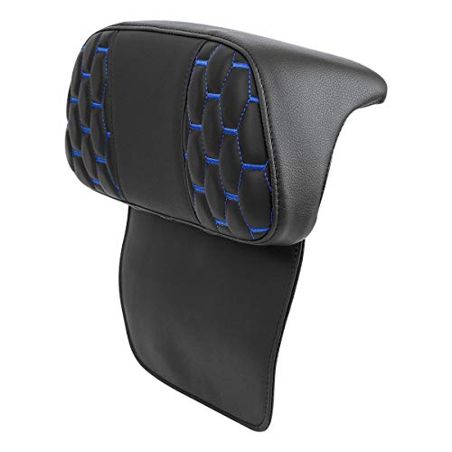 SLMOTO Razor Chopped Tour-Trunk Passenger Backrest Pad Sissy Bar Fits for Harley Davidson Touring CVO Street Glide Road Glide Electra Glide 2014-2023, Black Stitching - color: Blue Passenger Backrest