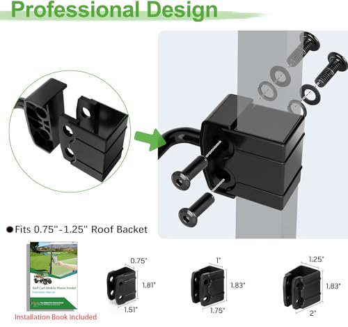 10L0L Golf Cart Phone Holder Mount - Universal Fit for Club Car DS, Yamaha, EZGO TXT RXV (0.75"-1.25" Square Tube), 360° Rotation, Secure Phone Caddy for iPhone & Android, Golf Accessories