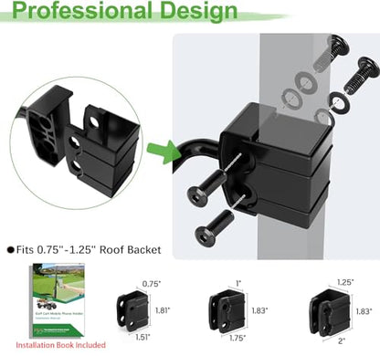 10L0L Golf Cart Phone Holder Mount - Universal Fit for Club Car DS, Yamaha, EZGO TXT RXV (0.75"-1.25" Square Tube), 360° Rotation, Secure Phone Caddy for iPhone & Android, Golf Accessories