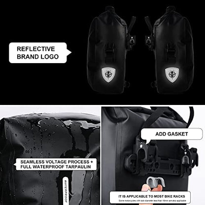 Rhinowalk Bike Pannier Bag 7L Waterproof Bicycle Rear Rack Bag With Shoulder Strap for Touring Cycling - color: Black