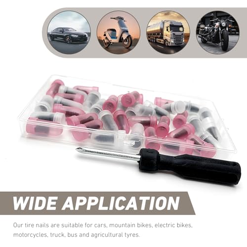 40PCS Car Tire Repair Nails Kit, Vacuum Tire Puncture Repair Screw Tool Kit, Outdoors Self-service Quick Puncture Maintenance Accessories, for Most Cars, Motorcycles, ATVs (Black)