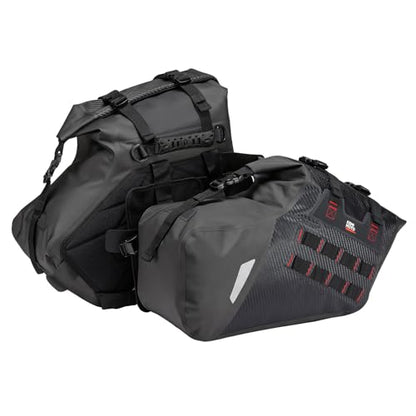 KEMIMOTO IPX6 Waterproof Motorcycle Saddlebags PVC Soft Panniers Side Tail Bag 30L(15Lx2) Motorbike Dirtbike Dual Sport Bike Adventure Travel Luggage Rackless Saddle Bags Black
