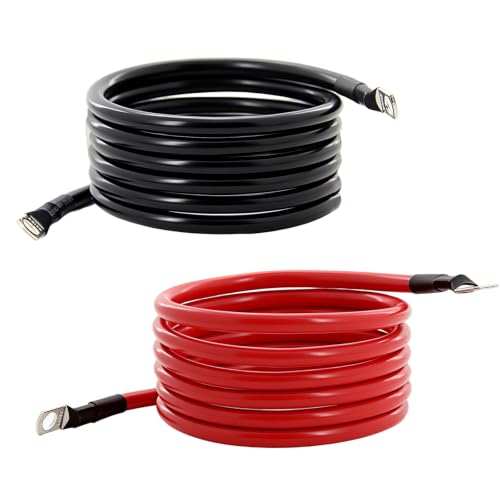 6 AWG Battery Cable 7FT 6 Gauge Pure Copper Battery Inverter Cables with 5/16 in Lugs Both Ends Power Inverter Wire Set for Automotive Solar Power Inverter Marine Boat RV Car Motorcycle (7FT) - size: 7 FT