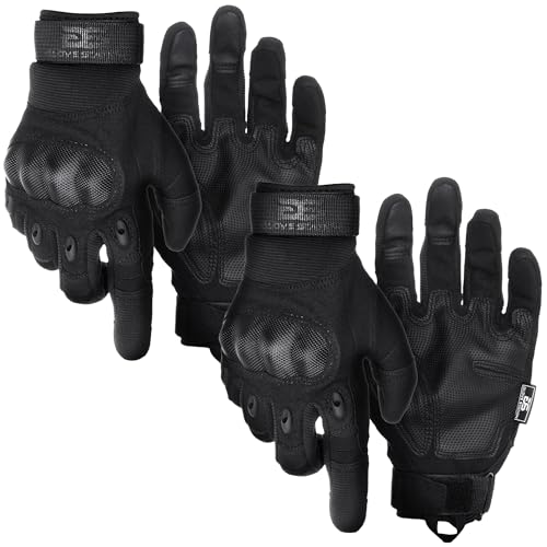 Glove Station Gloves for Men – Touchscreen Utility Gear with Hard Knuckle Protection Used in Motorcycle, Airsoft, & Outdoor Work Black - 2 Pack Large - color: Black - 2 Pack, size: Large