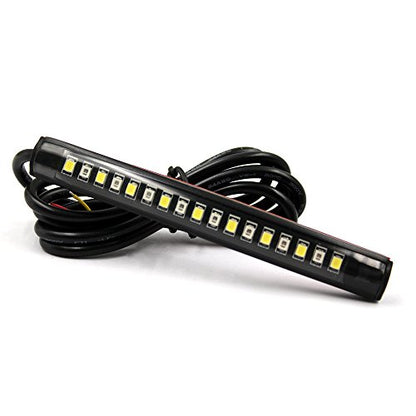 FXC 2x Universal Flexible LED Turn Signal Tail Brake License Plate Light Integrated for Motorcycle Bike ATV Car RV SUV, Brake/Running Tail Light(2Pack) (Amber White) - color: Amber White