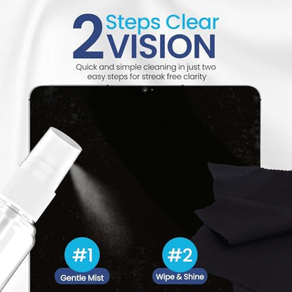 Purity Eyeglass Lens Cleaner Kit - 2 x 8oz and 1 x 2oz Lens Cleaner Spray Bottle + 2 Microfiber Cleaning Cloths - Safe for All Lenses (AR Coated Included), Eyeglasses and Screens - Clear - style: 5 Piece Set - 2 (8oz + 1 (2 Oz Lens Spray)) + 2 (Microfiber