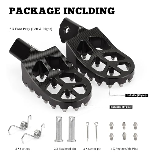 XINGWU Dirt Bike Foot Pegs for Surron Light Bee X/S E-Ride Pro SS/SR/S Talaria Sting MX3/R MX4 Segway X160/X260 CRF150F 230F 250F Electric Dirt Bike Foot Peg Rests (Black) - color: Black