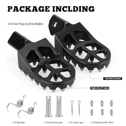 XINGWU Dirt Bike Foot Pegs for Surron Light Bee X/S E-Ride Pro SS/SR/S Talaria Sting MX3/R MX4 Segway X160/X260 CRF150F 230F 250F Electric Dirt Bike Foot Peg Rests (Black) - color: Black