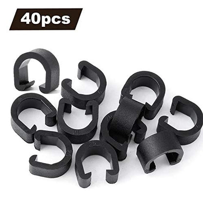 40pcs Plastic Bicycle C-Clips Clamps Housing Hose Guide Clamps Bicycles Brake Cable Derailleur Shifter Cable Fixed Clips Frame Buckle