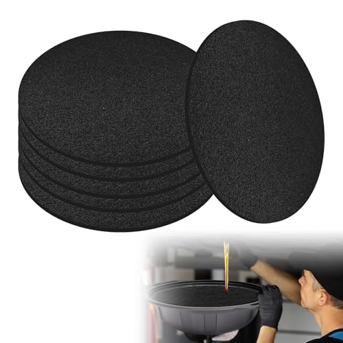 6 Pack 15'' Round Oil Drain Splash Pad, No Splatter Oil Splash Pad for Transmission Engine Changing, Oil Change Mat for Drain Pan, Heat-Resistant Cuttable Drip Pan Mat for Mechanic, DIY Automotive