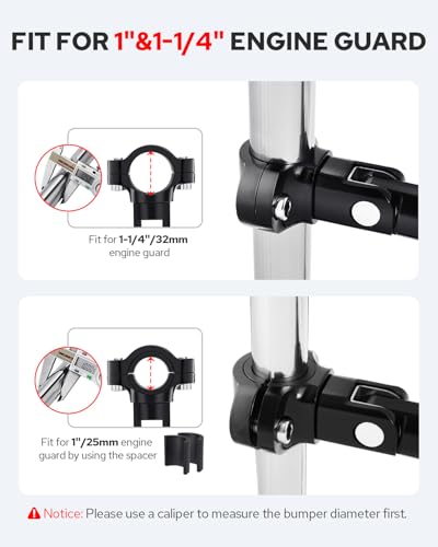 Benlari Highway Pegs CNC Motorcycle Foot Pegs Stainless Steel 1in 1-1/4in 25mm 32mm Fit for Harley Davidson for BMW for Honda for Suzuki for Kawasaki Engine Guards Crash Bars Black
