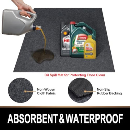 TREETONE Oil Spill Mat, 7.4 x 20 Ft, Premium Absorbent Oil Pad. Contains Liquids, Protects Garage Floor from Spills, Drips, Splashes and Stains. Washable, Reusable, Waterproof Rubber Parking Mats - size: 7.4 x 20 Feet