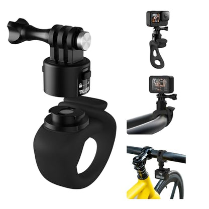 TELESIN S2 Camera 360 Flexible Mount Band Wrap Quick Release, Bike Motorcycle Handlebar Bar Tube Stick Pole Mounts Accessories for Hero 12 11 10 9 8 7 Insta360 X3 X4 Pro DJI Action 5 Pro 4 Pocket 3 - color: Black