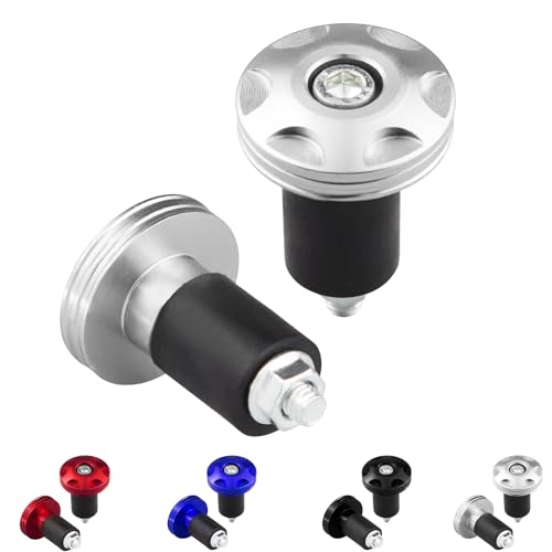 22mm Motorcycle Handlebar Hand Grip End Cap, Personalized and Colorful End Slider Cap Plug Aftermarket Parts Universal.Make Your Motorcycle Unique.2Pcs. - color: Silver