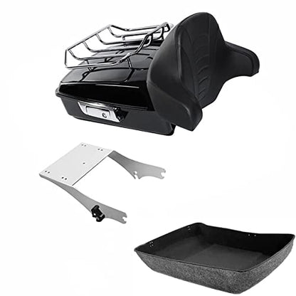 TCMT Chopped Motorcycle Trunk Box Backrest Mounting Luggage Rack Fit For Harley Touring 1997-2008 Road King Road Street Electra Glide Pack - color: Set B3 Chrome Latches#Chrome Rack