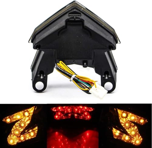 MZS Motorcycle Tail Light, LED Turn Signal Blinker Integrated Smoke Compatible with ZX6R ZX-6R 2013-2018 / Z125 Pro 2017-2024 / Z800 2013-2017 - size: ZX6R/Z125 Pro/Z800