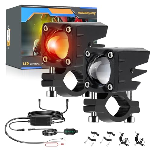 MONDEVIEW LED Motorcycle Auxiliary Light Kit, 5 Modes, Spot Driving Lights, Compatible with Tractor Truck ATV UTV SUV Boat, 2 PCS - color: Orange