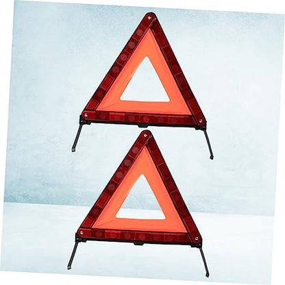 Ipetboom 2Pcs Warning Triangle Kit Reflective Emergency Sign for Roadside Safety Collapsible Design for Easy Storage for Vehicles and Motorcycles