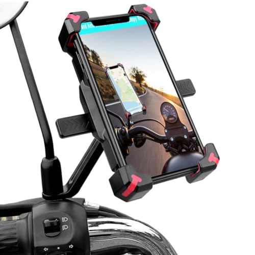 Motorcycle Phone Holder, 1s Lock and Release Phone Mount for Motorcycle Scooter Moped Rear View Mirror Phone Mount for 4.5-6.8 inch Cell Phone, Motorbike Rearview Mirror Phone Holder - size: Rearview Mirror