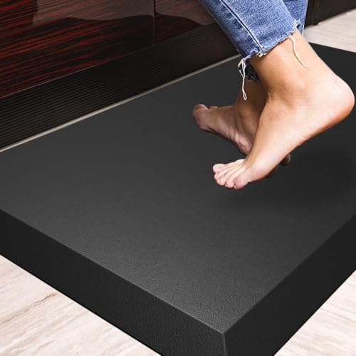 1" Extra Thick Anti Fatigue Floor Mat, 40" L x 17" W Kitchen Mat, Standing Desk Mat – Comfort at Home, Office, Garage (Black) - color: Black, size: 40"L x 17"W x 1"Th