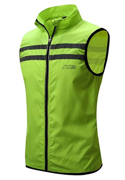 bpbtti Men's Hi-Viz Safety Running Cycling Vest Sleeveless Windbreaker vests- Windproof and Reflective - color: Hi-viz Yellow, size: Large