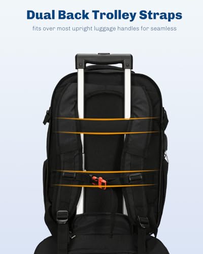 Hynes Eagle 2 in 1 Travel Backpack 22 inches Carry on Luggage 63L Rolling Backpack for Men Women with Packing Cubes 3PCS Set - color: Black