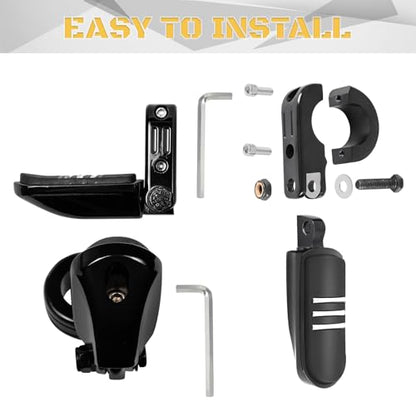 1 1/4" Highway Footpegs Engine Guard Footrest Clamp Mount Compatible with Harley Touring Softail Dyna Sportster Honda Kawasaki Suzuki Yamaha 1.25"(Black H01) - color: Black H01, size: 1 1/4 inch