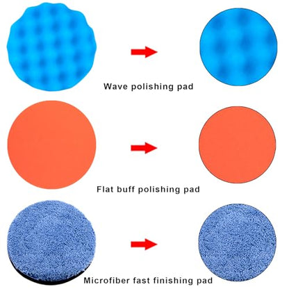 SIQUK 16 Pieces Buffing Pads 6 Inch Car Polishing Pad Kit Foam Polish Pads Wax Buffer Polisher Attachment for Drill - size: 6 Inch