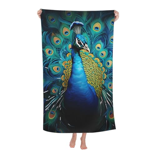 Peacock Beach Towel Cute Bird Sand-Free Microfiber Bath Towel Ultra Soft Quick Dry Pool Towel Absorbent Towel Lightweight Towel Gifts for Outdoor Bathroom Swimming Decor 31inx51in - color: Color 51