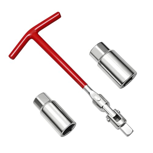 3PCS Car Spark Plug Socket Wrench T-Handle, 16mm 5/8" & 21mm 13/16" Spark Plug Boot Removal Installer Tool, T-Bar Joint Socket Wrench Remover, Fits Motorcycle Small Motor Vehicle - size: 3PCS