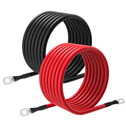 6 AWG Battery Cables 6 Gauge Battery Power Inverter Cable with 5/16 Inch Tinned Copper Lugs Both Ends for Solar Marine Boat RV Car Motorcycle 2 pcs (7FT) - size: 7FT
