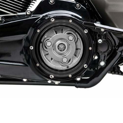 Transparent Derby Cover，New Hardware Kit Included for Harley Bagger/Touring Road Glide、Street Glide、Road King 、Trikes 2017-2026 (Black) - color: Black