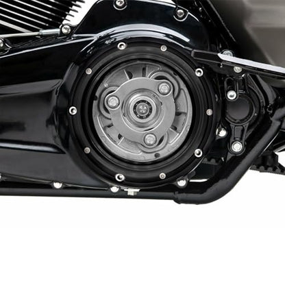 Transparent Derby Cover，New Hardware Kit Included for Harley Bagger/Touring Road Glide、Street Glide、Road King 、Trikes 2017-2026 (Black) - color: Black