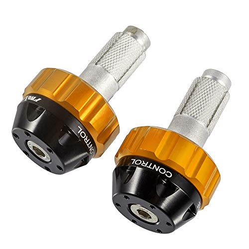 Throttle Lock Cruise Control Grip Ends Handlebar Plugs Sliders for 22mm Motorcycle Handlebar with 14mm/18mm Inner Diameter or with M6 Screw Holes (Gold) - color: Gold