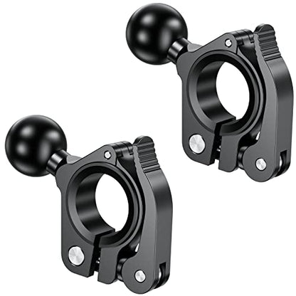 BRCOVAN 2 Pack, Aluminum Alloy Handlebar Clamp Mount Base with 1'' TPU Ball | for Rail 0.5'' 0.87'' 1'' 1.125'' 1.26'' in Diameter, Fit for RAM Mounts B Size 1 Inch Ball Double Socket Arm, Tool-Less - style: R18-Set of 2