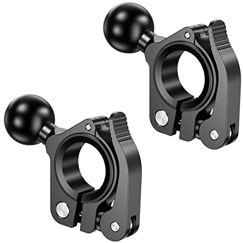 BRCOVAN 2 Pack, Aluminum Alloy Handlebar Clamp Mount Base with 1'' TPU Ball | for Rail 0.5'' 0.87'' 1'' 1.125'' 1.26'' in Diameter, Fit for RAM Mounts B Size 1 Inch Ball Double Socket Arm, Tool-Less - style: R18-Set of 2