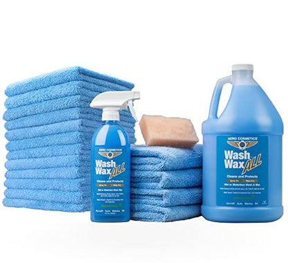 Wet or Waterless Car Wash Kit 144oz. with Extra 12-Pack All-Purpose Microfiber Aero Towels