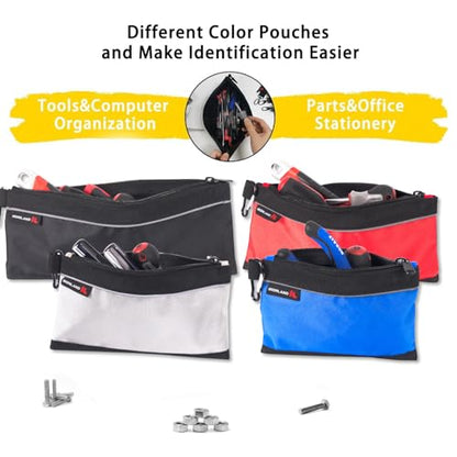 IRONLAND Small Tool Pouches with Zipper Premium Small Tool Bags Waterproof 1680D Pouch Bags for Men Multipurpose Storage Organizer Premium Heavy duty 4 Pack pencil bag - size: 4 Pack Combo