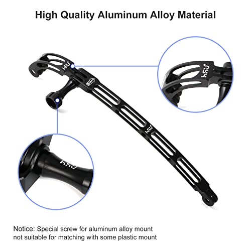 HSU Aluminum Alloy Curved Extension Arm Kit Metal Pole Mount Helmet Stick Extension Arm Mount for GoPro Hero 13/12/11/10/9/8/7/6 Black, DJI Osmo Action and More Action Cameras (7.9”/5.3”/3”) (Black)