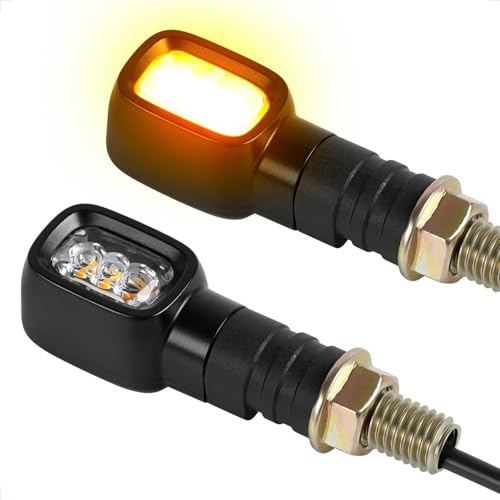 evermotor 12V Mini LED Motorcycle Turn Signals, E24 E-Approved 1.2W Retro Rectangular Motorcycle Turn Signals M10 Thread High Brightness LED, IP67 Waterproof（ 2-Pack ） - color: 2PCS Square Turn Signal, size: 2PCS