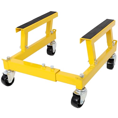 Motorcycle Engine Cradle Dolly 1500lbs, Engine Stand with 4×360° Swivel Wheels Heavy Duty Racks for Motorcycle Maintenance, Engine Stand (Yellow) - color: Yellow