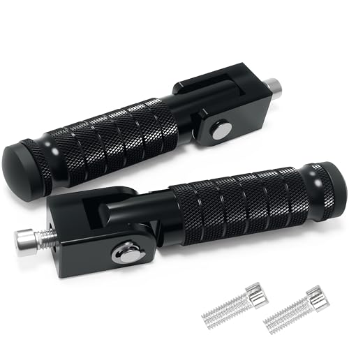 M8 Universal CNC Motorcycle Foot Pegs Degree Foldable Bike Pegs Aluminum Fit Electric Car Motorbike Scooter Mini Bike Ebike Dirt Bike Go Kart Honda Yamaha Suzuki Aprilia Super73 (Black, Type A) - color: Black, size: Type A