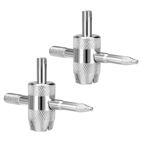 2 PCS 4-Way Tire Valve Tool, 4-in-1 Multifunctional Car Stem Core Puller Tyre Repair Tools, 4 Way Valve Core Remover Installer Repair Wrench for Cars Bicycles Motorcycles (Silver) - color: Silver, 2 PCS