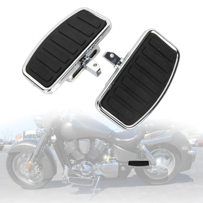 PSLER 2PCS Motorcycle Floorboards Adjustable Rear Passenger Foot Pegs, Compatible with Vstar Dragstar 400 650 V-Max XV125 XV250 VTX1800 VL400 VL800 C50, Chrome, Horizontal Stripes Pattern - size: Horizontal Stripes Pattern