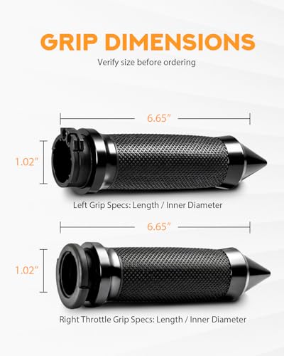PBYMT 1inch Hand Grips, Cable Throttle Control Handlebar Grips Fit for Harley ’96-’07 Touring, ’08-’13 XR, ’96-’17 Dyna (Except FXDLS), ’96-Later XL, ’02-’17 VRSC - color: Black