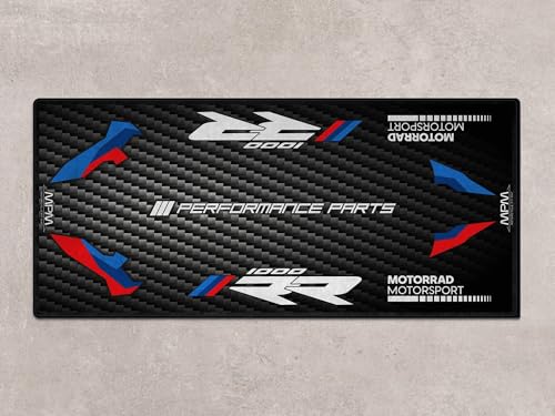 Parking Mat for M1000RR Motorcycle Models, Display and Pit Mat, Washable Non-Slip Garage and Showroom Floor Carpet - Rug (Size 2: 102 x 47/260 x 120 cm) - size: Size 2: 102 x 47 "/ 260 x 120 cm